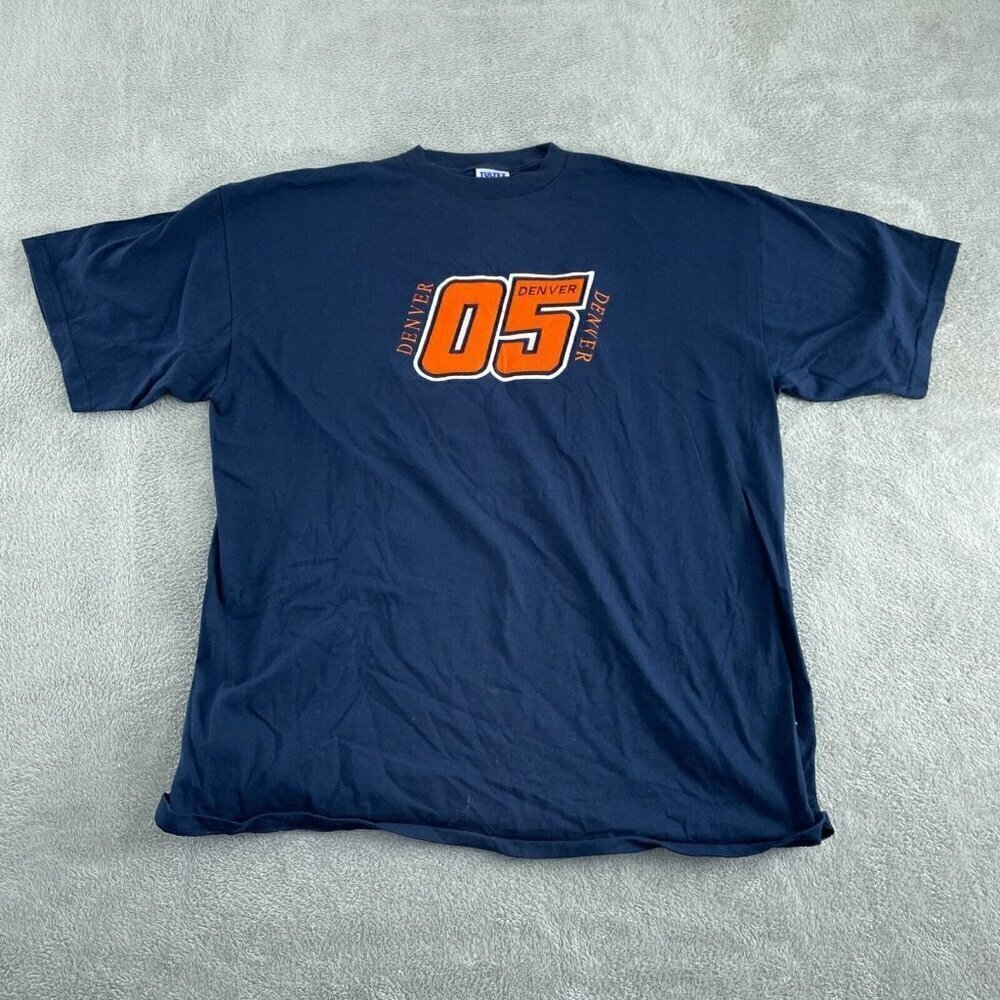 Vintage Tultex Mens Denver 05 Graphic T-Shirt 2XL Navy Blue 4991